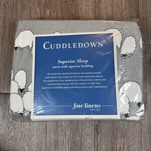 Cuddledown SHEEP Queen Fitted Sheet Gray/White 100% Cotton Flannel Germany